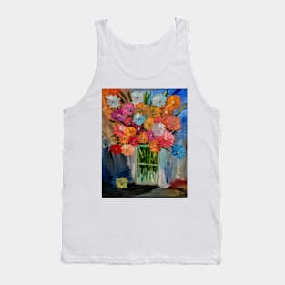 A lovely abstract background and vibrant flowers in a glass vase . Tank Top